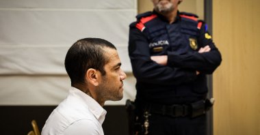 Dani Alves looks on at the start of his trial at the High Court of Justice of Catalonia, Barcelona, Spain, Feb. 5, 2024. (AFP Photo)