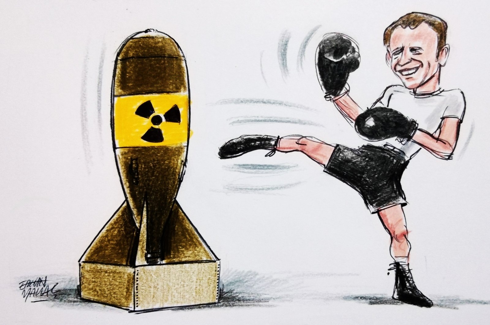 &quot;Having brought up the threat of nuclear war periodically during the Russo-Ukrainian war, the Russian leader mentioned World War III due to French President Emmanuel Macron mentioning the possibility of sending NATO troops into Ukraine.&quot; (Illustration by Erhan Yalvaç)