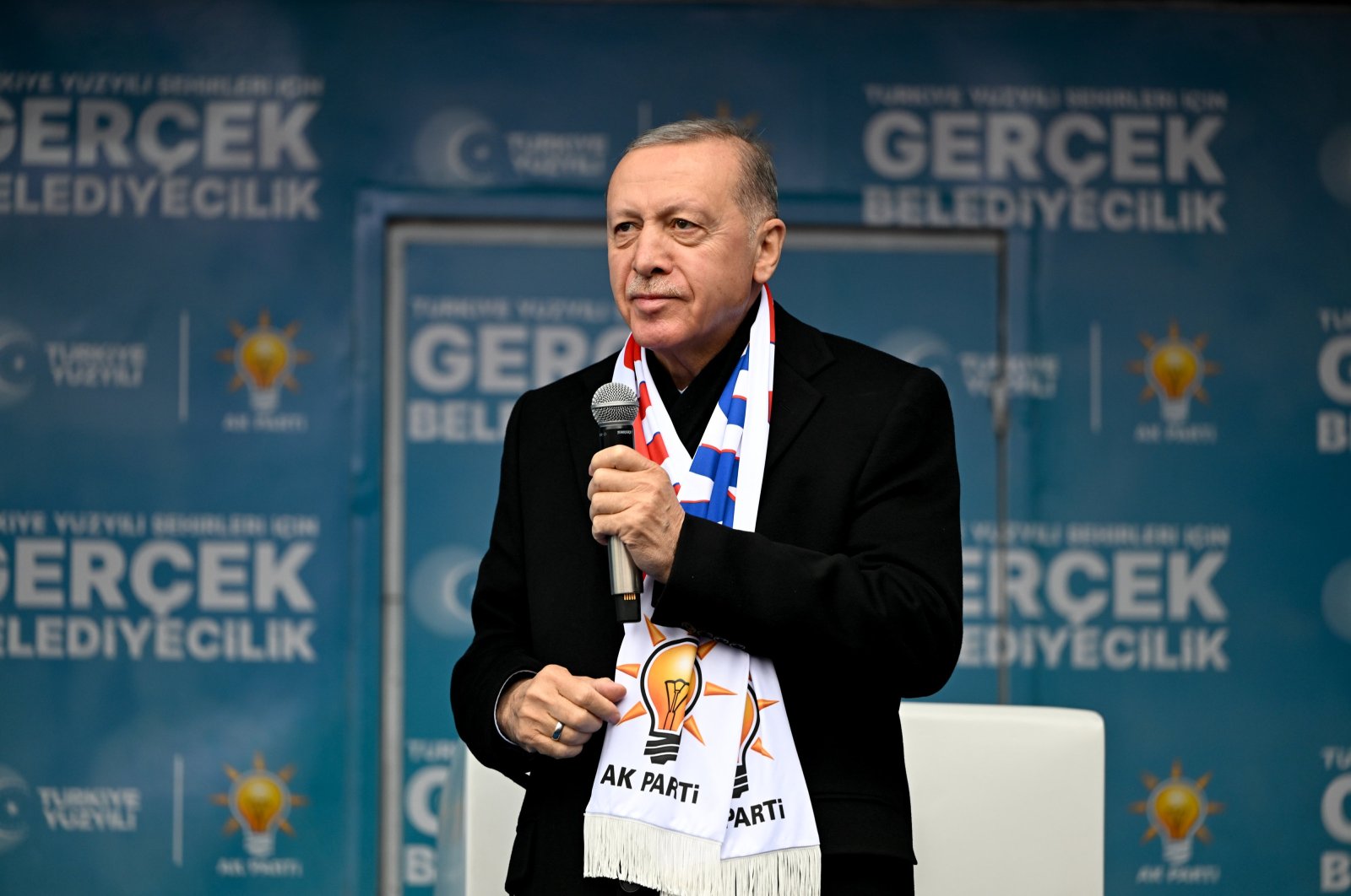 President Recep Tayyip Erdoğan addresses the supporters in Karabük, northern Türkiye, March 22, 2024. (AA Photo)