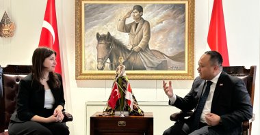 Indonesia&#039;s Ambassador to Türkiye Achmad Rizal Purnama speaks with Daily Sabah&#039;s Dilara Aslan Özer at the embassy in Ankara, Türkiye, March 22, 2024 (Courtesy of the embassy)