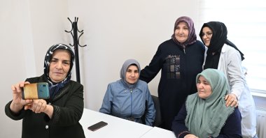 Elderly citizens are seen taking selfies at Vefahane Life Center, Istanbul, Türkiye, March 25, 2024. (AA Photo)