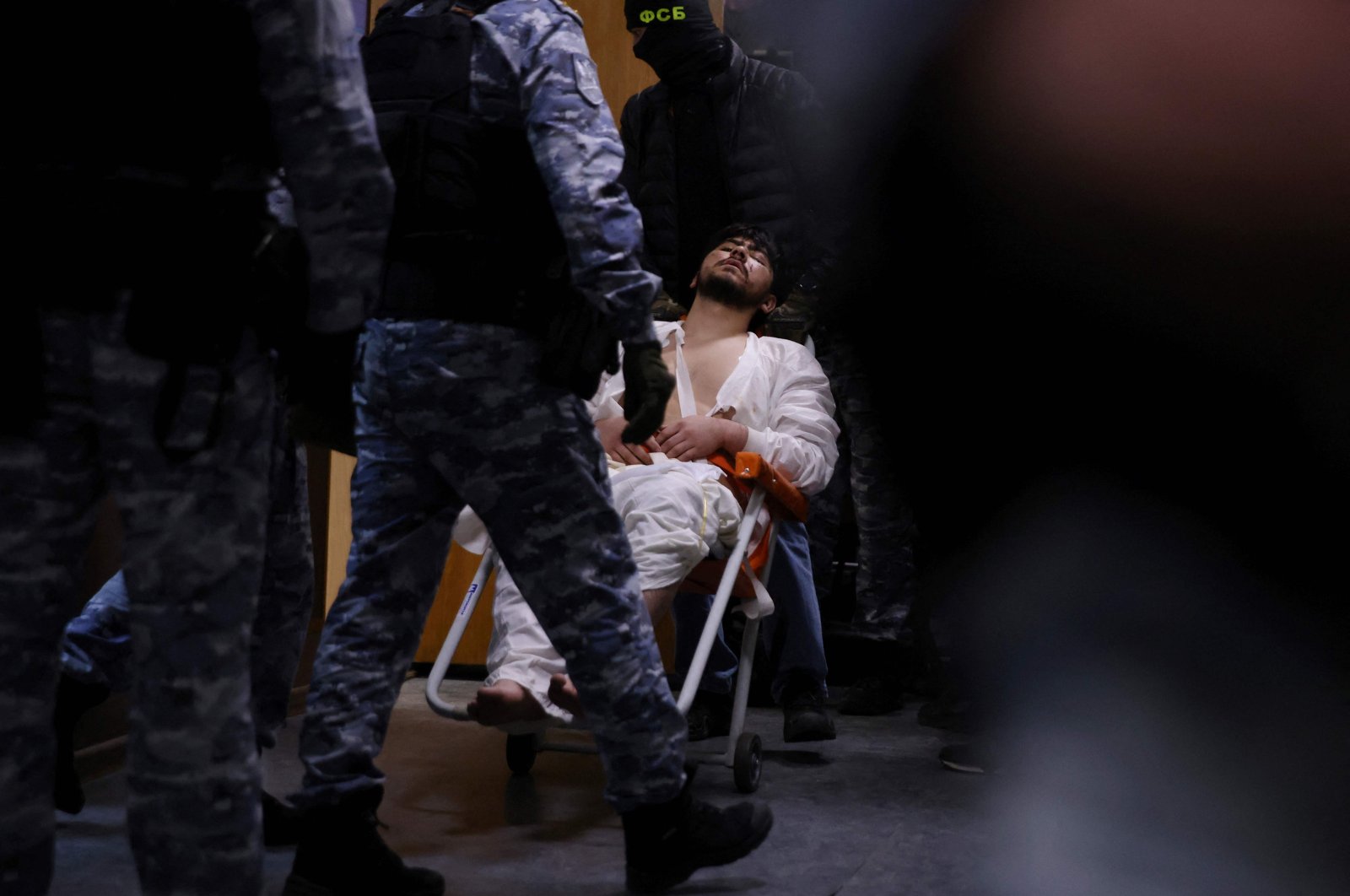 A man suspected of taking part in the Moscow concert hall attack is seen before his pre-trial detention hearing at the Basmanny District Court in Moscow, Russia, March 25, 2024. (AFP Photo)