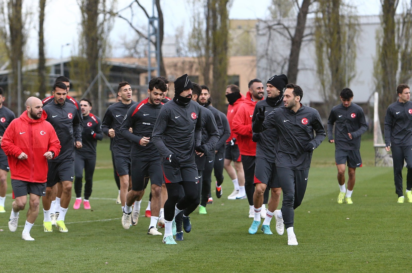 Turkish football national team players train ahead of the match against Austria in Budapest, Hungary, March 24, 2024. (IHA Photo)