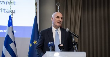 Greece’s Ambassador to Türkiye Theodoros Bizakis speaks during a reception in the capital Ankara, Türkiye, March 25, 2024 (AA Photo)