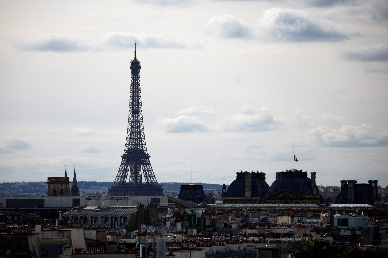 A view shows the Eiffel Tower and rooftops of Paris, France, March 16, 2024. (Reuters Photo)
