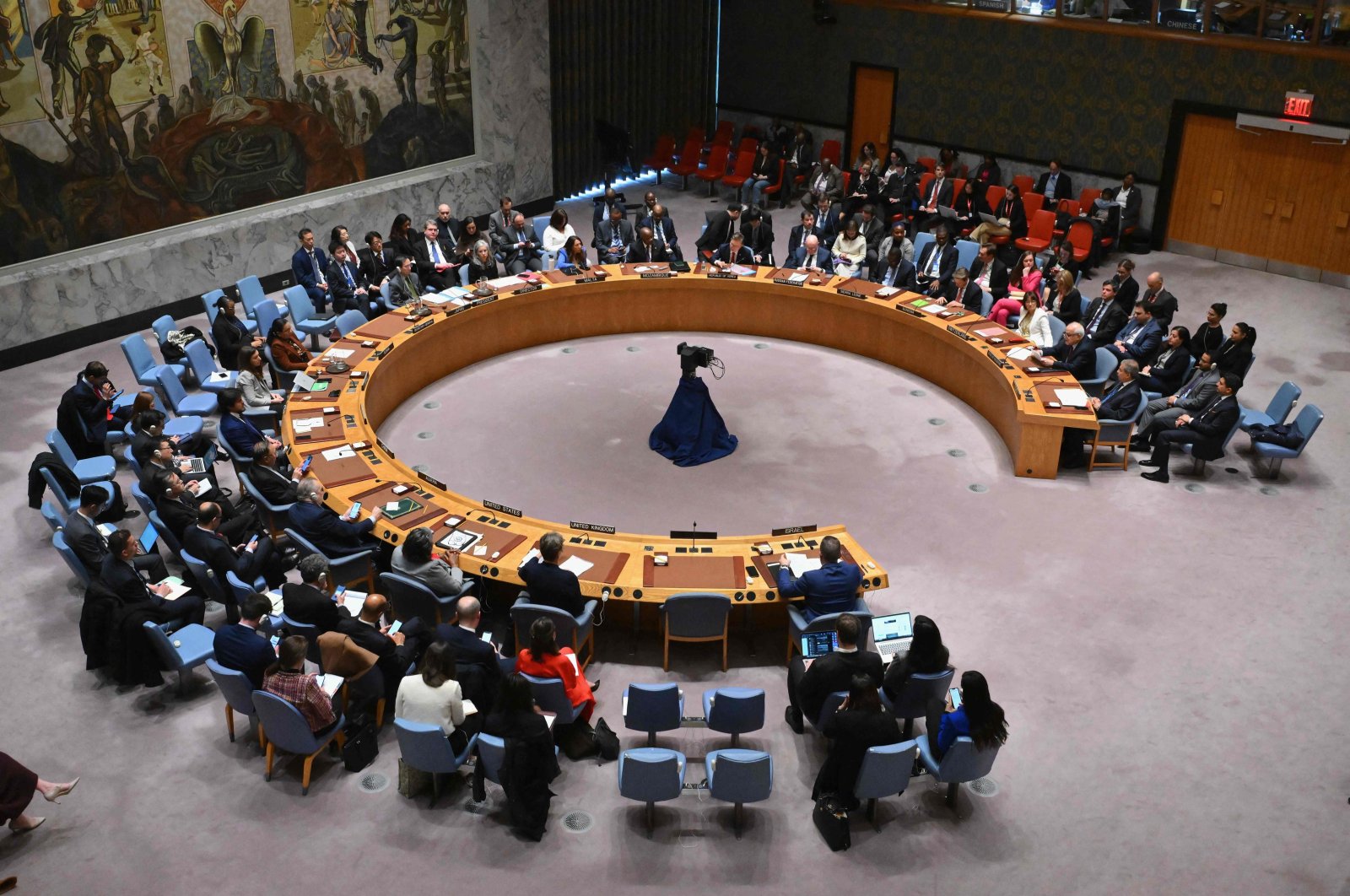 The United Nations Security Council meets on the situation in the Middle East, including the Palestinian question, at the U.N. headquarters in New York, U.S., March 25, 2024. (AFP Photo)