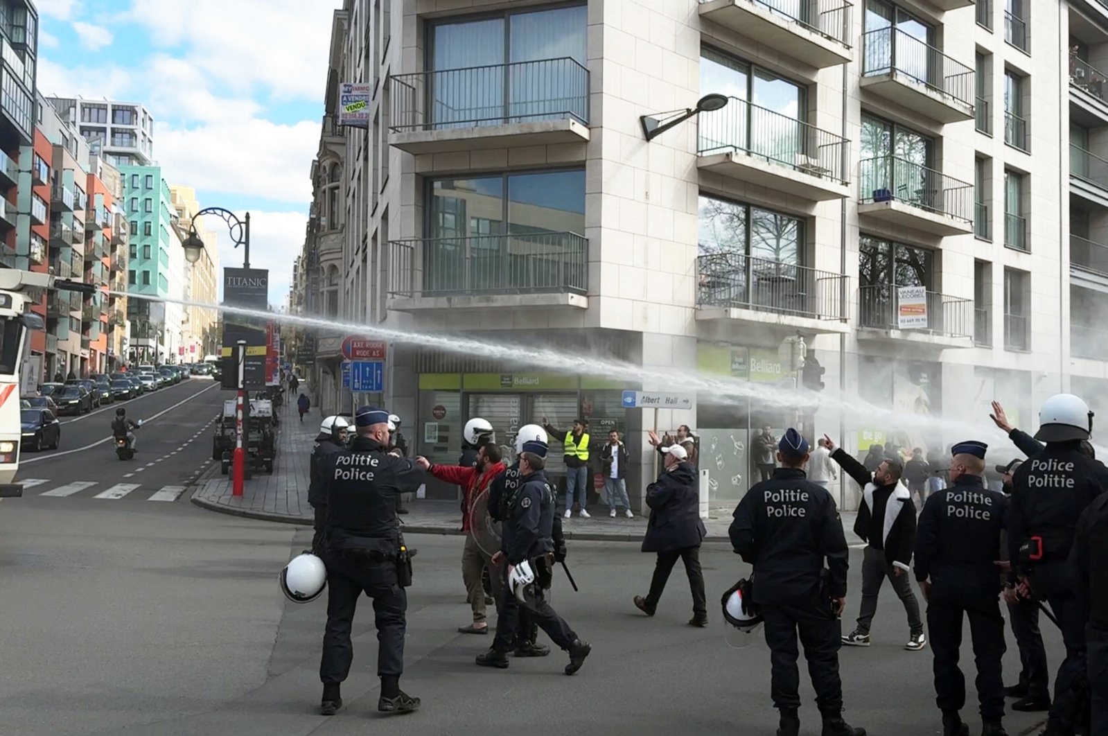 Belgian police intervene after PKK sympathizers attack in Brussels, March 25, 2024. (AA Photo)