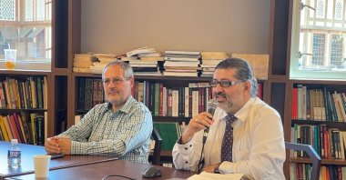 Chaplain Bilgin Erdoğan (R) speaks at an event at the Washington Diyanet Center, in Washington, D.C., U.S., in this undated photo. (Photo Courtesy of Bilgin Erdoğan)