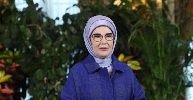 First Lady Emine Erdoğan addresses the International Day of Zero Waste event in Kenya&#039;s capital, Nairobi, in a video message on March 27, 2024. (AA Photo)