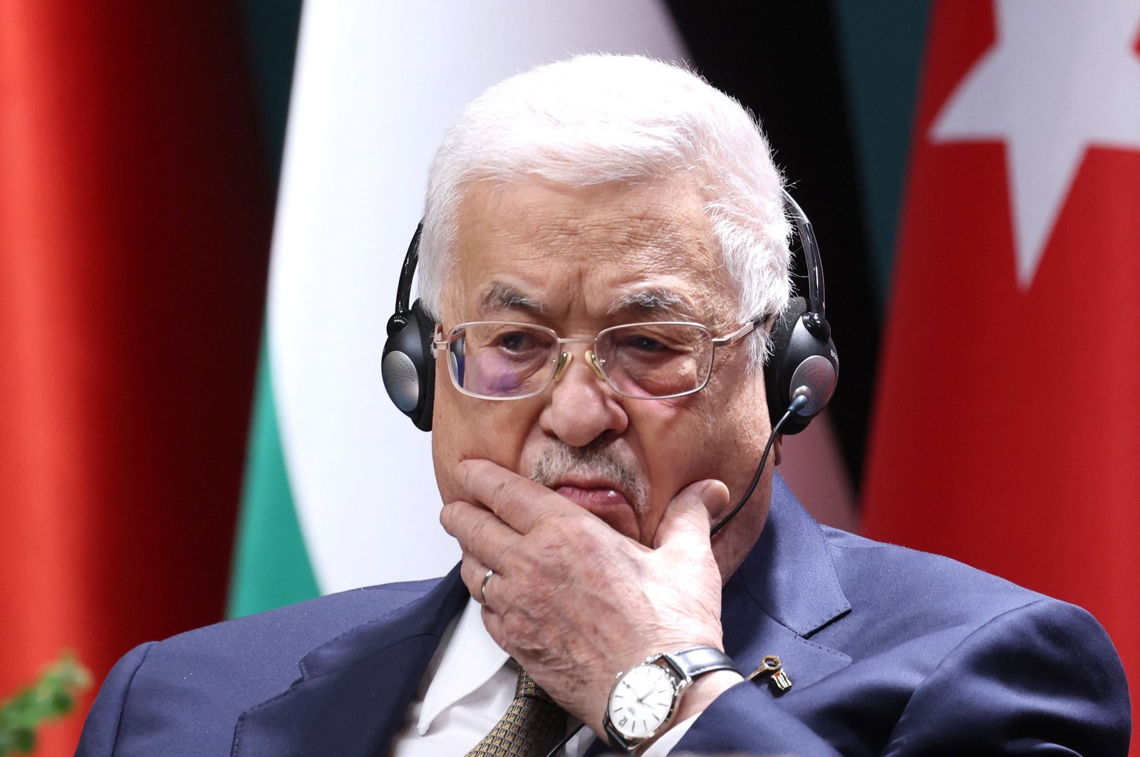 Palestinian leader Mahmud Abbas gestures during a meeting in Ankara, Türkiye, March 5, 2024. (AFP Photo)