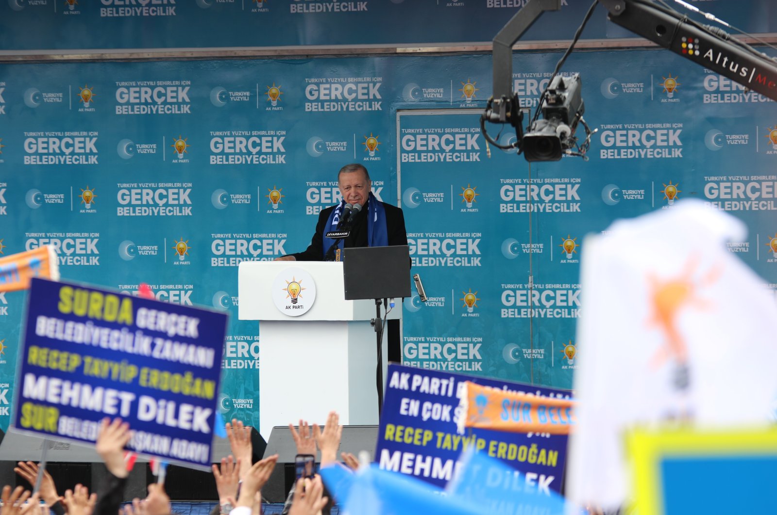 President Recep Tayyip Erdoğan addresses a rally, Diyarbakır, southeastern Türkiye, March 27, 2024. (İHA Photo)