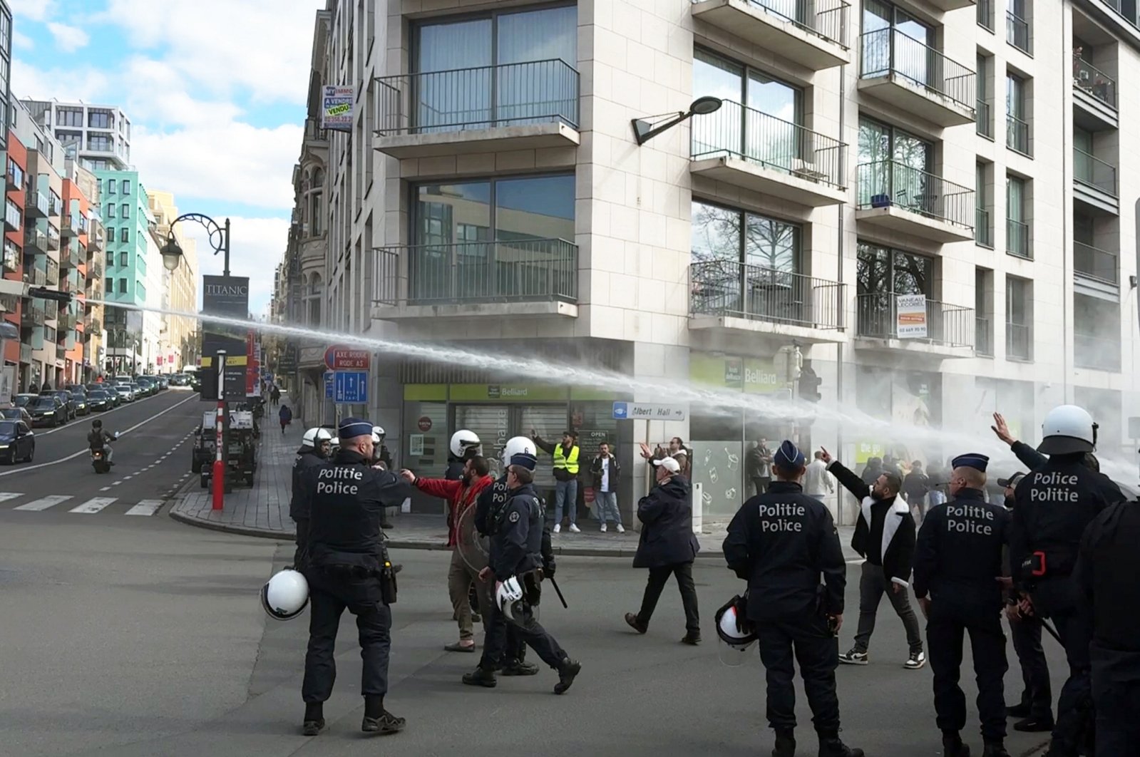 Belgian police intervene after provocation by PKK terrorists in Brussels. (AA Photo)