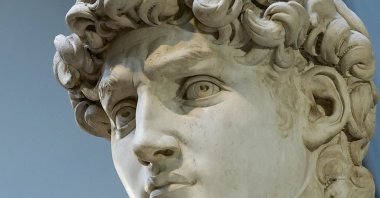 Michelangelo&#039;s 16th-century statue of David is seen on display at the Accademia Gallery, Florence, central Italy, March 18, 2024. (AP Photo)