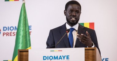 Senegalese opposition presidential candidate Bassirou Diomaye Faye addresses the media in Dakar, Senegal, March 25, 2024. (AFP Photo)
