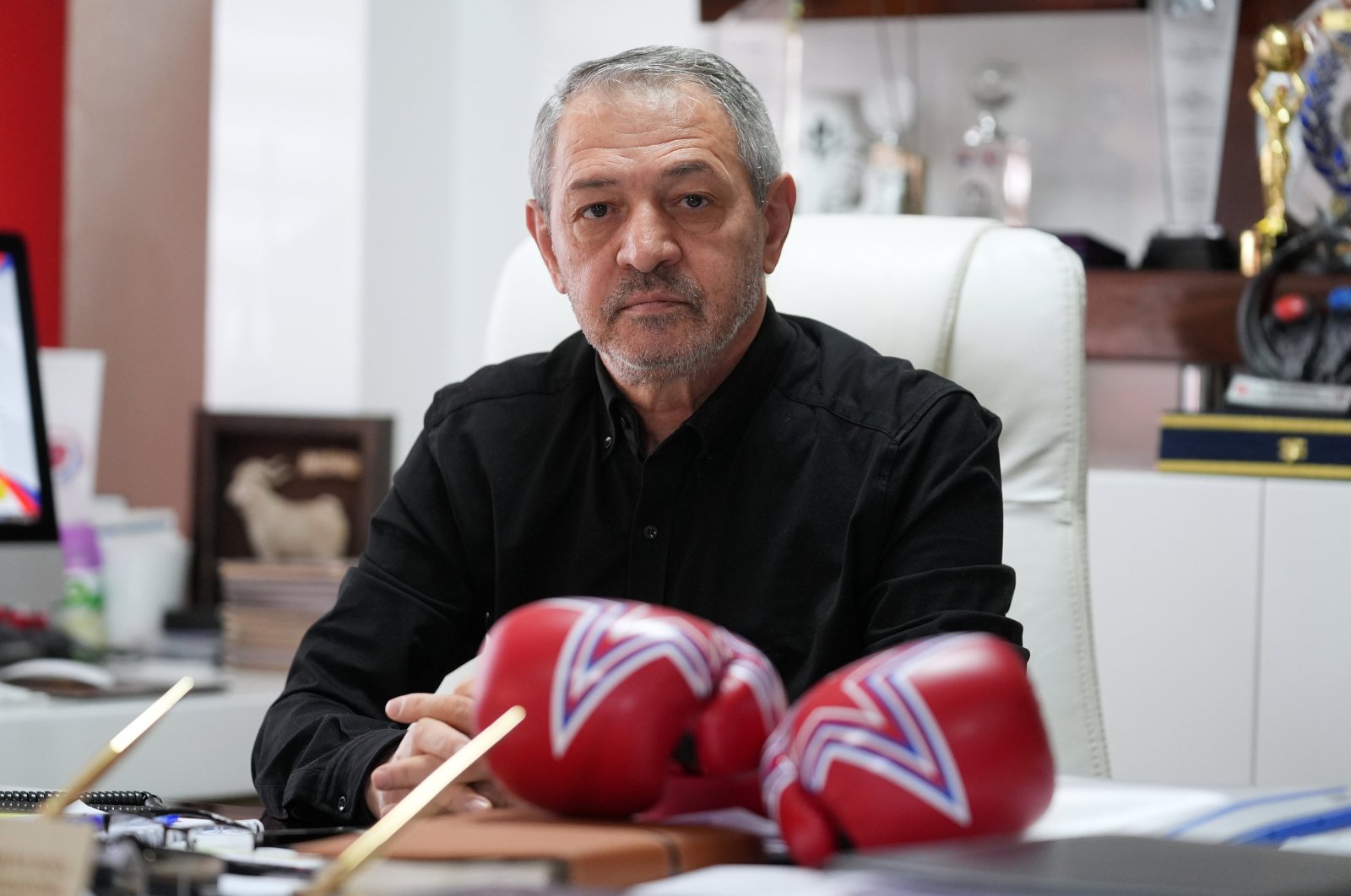 Turkish Boxing Federation President Eyüp Gözgeç poses for a photo after an interview with Anadolu Agency (AA), Ankara, Türkiye, March 25, 2024. (AA Photo)