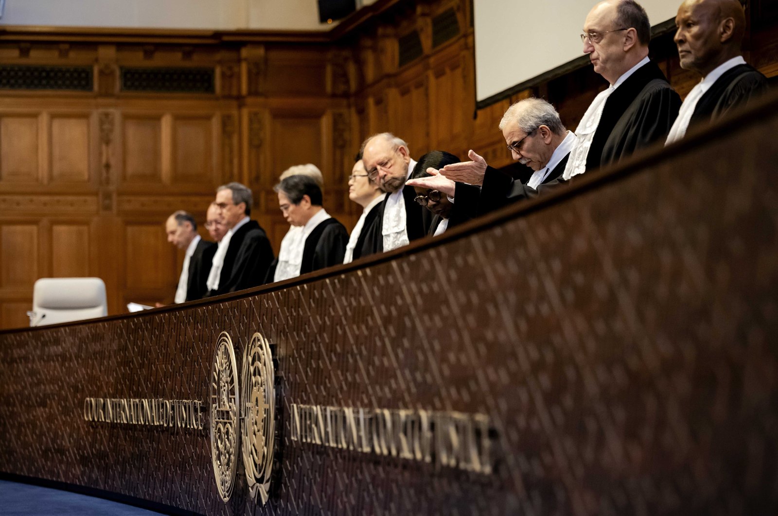 Nawaf Salam, President of the Court presides over a hearing at the International Court of Justice (ICJ) on the legal consequences of the Israeli occupation of Palestinian territories, The Hague, the Netherlands, Feb. 26, 2024.  (EPA File Photo)
