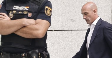 Spanish former Royal Spanish Football Federation (RFEF) chief Luis Rubiales leaves the National Court, Madrid, Spain, Sept. 15, 2023. (EPA Photo)