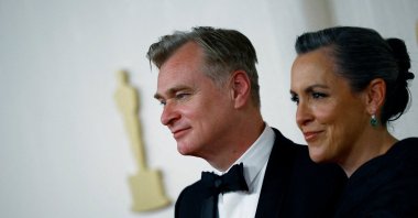 Christopher Nolan and Emma Thomas pose on the red carpet during the Oscars arrivals at the 96th Academy Awards in Hollywood, Los Angeles, California, U.S., March 10, 2024. (Reuters Photo)