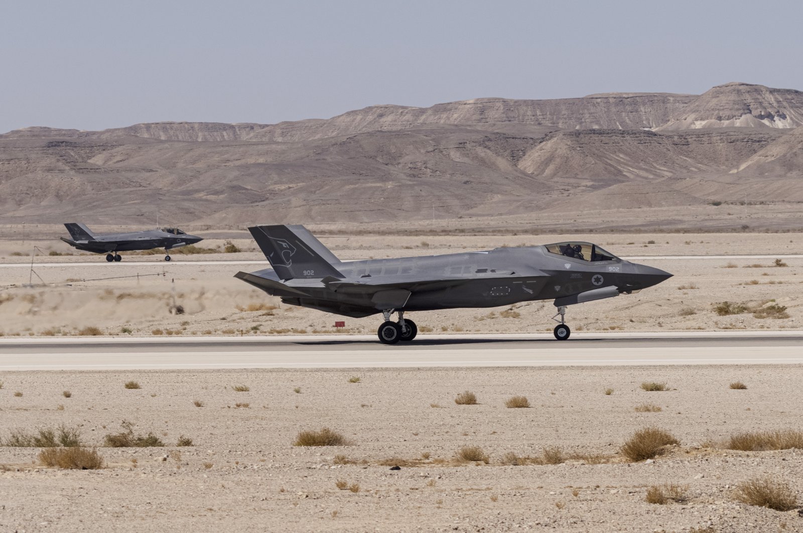 An Israeli F-35 lands at Ovda airbase near Eilat, southern Israel, Oct. 24, 2021. (AP Photo)