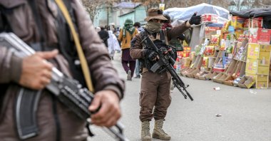Taliban security members stand guard in a street in Kabul, Afghanistan, March 20, 2024. (EPA Photo)