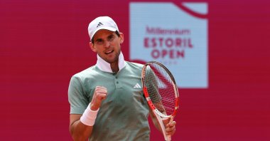 Austrian tennis player Dominic Thiem in action during the match against German opponent Maximilian Marterer on the first day of the 2024 ATP Estoril Open, Estoril, Portugal, April 1, 2024. (EPA Photo)