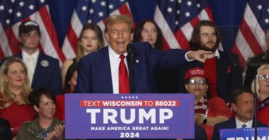 Former U.S. President and 2024 presidential hopeful Donald Trump speaks during a campaign rally in Green Bay, Wisconsin, April 2, 2024. (AFP Photo)