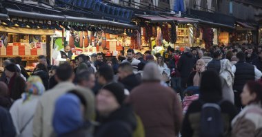 People are seen in the famous Eminönü neighborhood, Istanbul, Türkiye, March 10, 2024. (AA Photo)