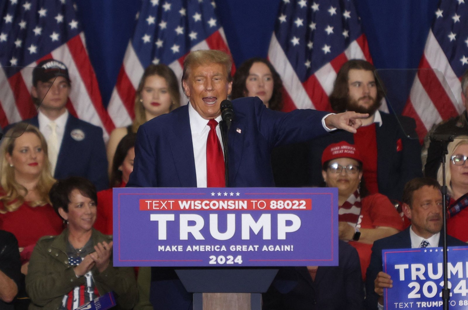 Former U.S. President and 2024 presidential hopeful Donald Trump speaks during a campaign rally in Green Bay, Wisconsin, April 2, 2024. (AFP Photo)
