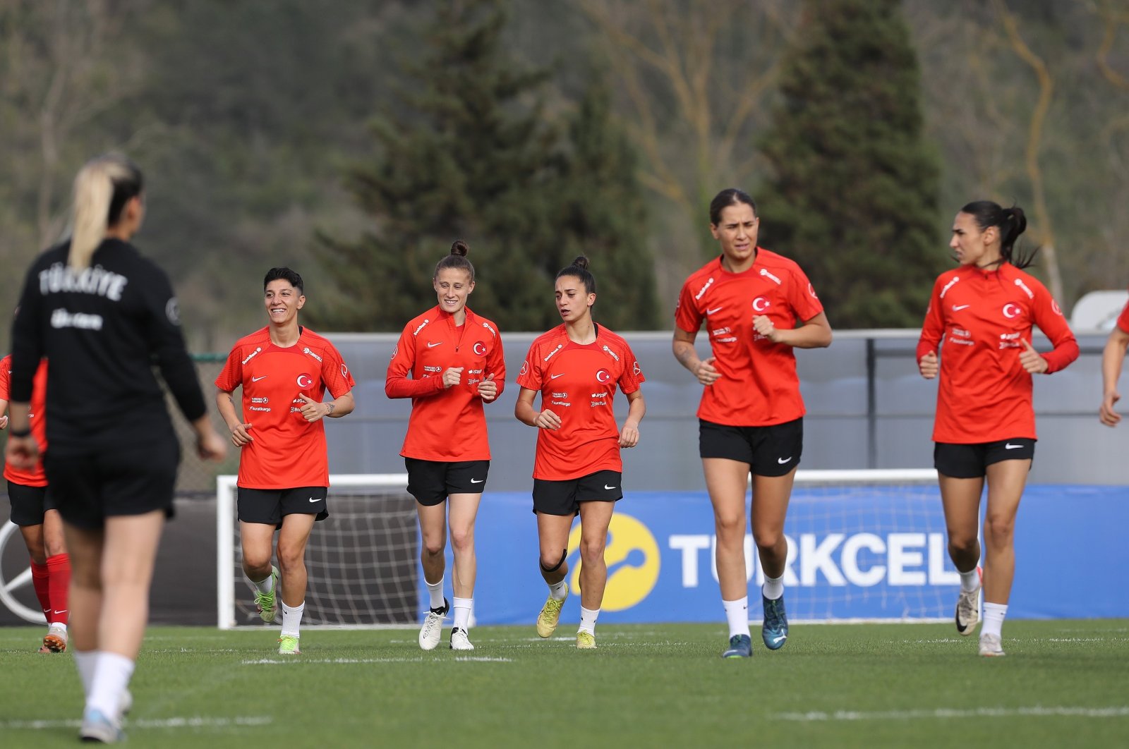 Turkish national women&#039;s football team players train ahead of the 2025 UEFA Women&#039;s European Championship Qualifiers, Istanbul, Türkiye, April 1, 2024. (IHA Photo)