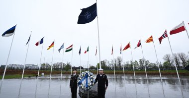 A ceremony is held to commemorate the 75th anniversary of the NATO's foundation, Brussels, Belgium, April 4, 2024. (AA photo) 