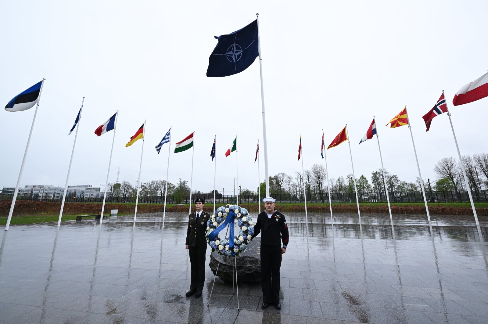 A ceremony is held to commemorate the 75th anniversary of the NATO's foundation, Brussels, Belgium, April 4, 2024. (AA photo) 