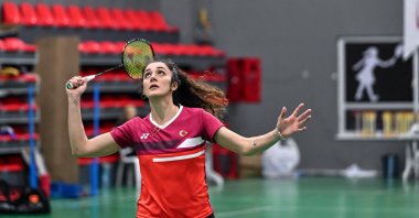 Neslihan Arın trains ahead of the European Badminton Championships, Ankara, Türkiye, April 3, 2024. (AA Photo)