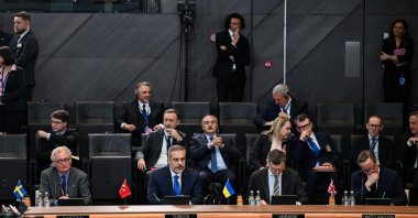 Foreign Minister Hakan Fidan attends the meeting of NATO foreign ministers, Brussels, Belgium, April 4, 2024. (AA Photo)