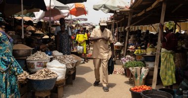 Vendors sell their produce at Gbagi market in Ibadan Oyo State, Nigeria, March 21, 2024. (EPA Photo)
