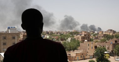Smoke rises amid clashes in Khartoum, Sudan, April 22, 2023. (AP Photo)