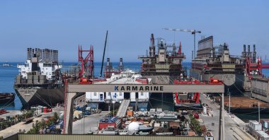 A general view of Karpowership company's shipyard with power ships in Altinova district, in Yalova northwestern Türkiye, June 16, 2020. (AFP Photo)