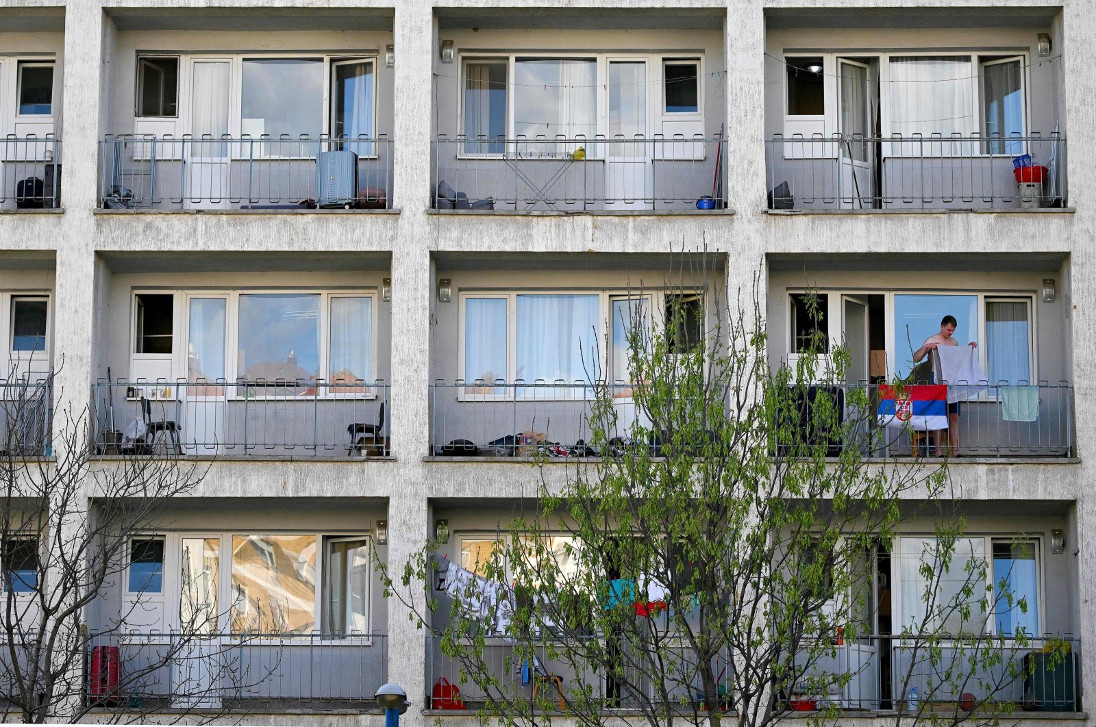 The balconies of a dormitory in Belgrade, Serbia, April 4, 2024. (AFP Photo)