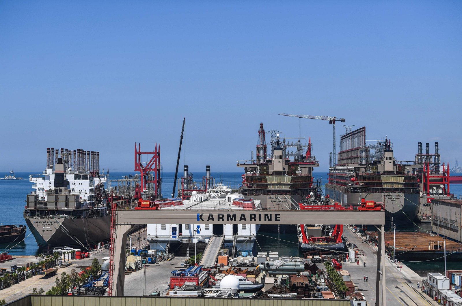 A general view of Karpowership company&#039;s shipyard with power ships in Altinova district, in Yalova northwestern Türkiye, June 16, 2020. (AFP Photo)