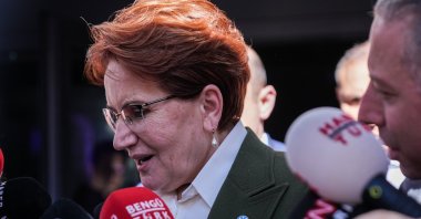 Good Party (IP) Chairperson Meral Akşener leaves the party&#039;s headquarters, Ankara, Türkiye, April 5, 2024 (AA Photo)