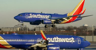 Southwest Airlines plane prepares to land at Midway International Airport, in Chicago, U.S., Feb. 12, 2023. (AP Photo)