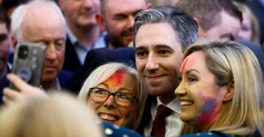 Ireland&#039;s Minister for Higher Education, Simon Harris, poses for a picture after being announced as the new leader of Fine Gael at the party&#039;s leadership election convention, in Athlone, Ireland, March 24, 2024. (Reuters Photo)