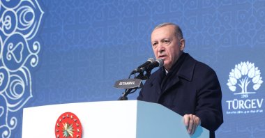 President Recep Tayyip Erdoğan speaks at an iftar dinner in Istanbul, April 5, 2024. (IHA Photo)