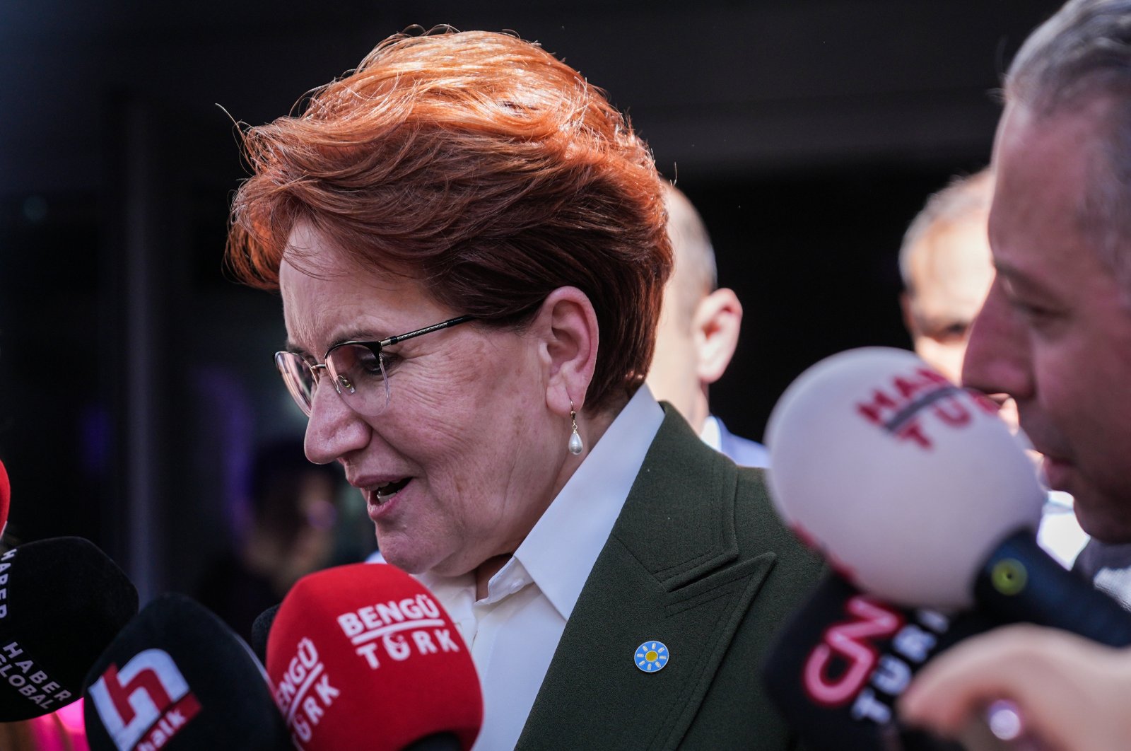 Good Party (IP) Chairperson Meral Akşener leaves the party&#039;s headquarters, Ankara, Türkiye, April 5, 2024 (AA Photo)