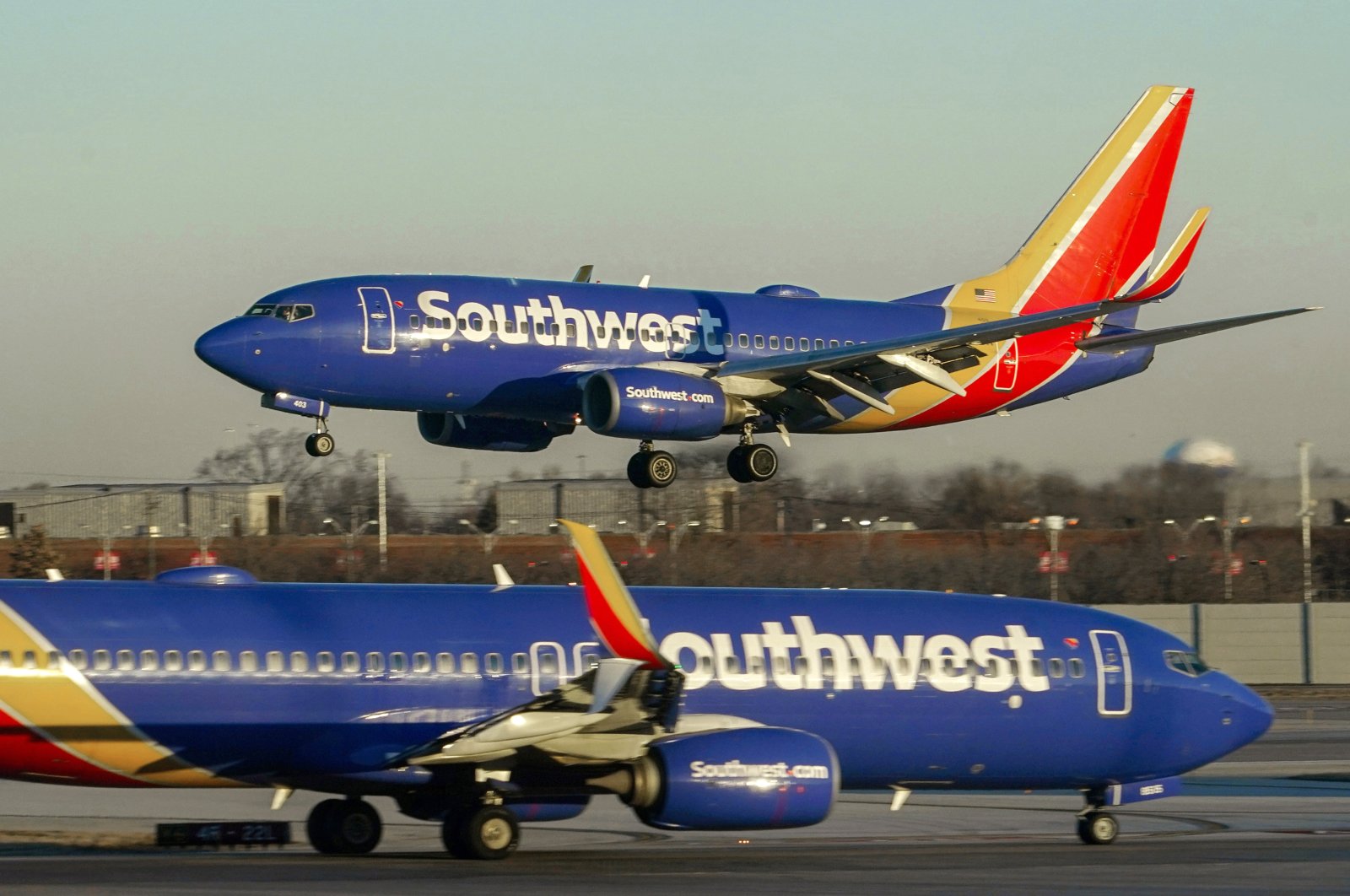 Southwest Airlines plane prepares to land at Midway International Airport, in Chicago, U.S., Feb. 12, 2023. (AP Photo)