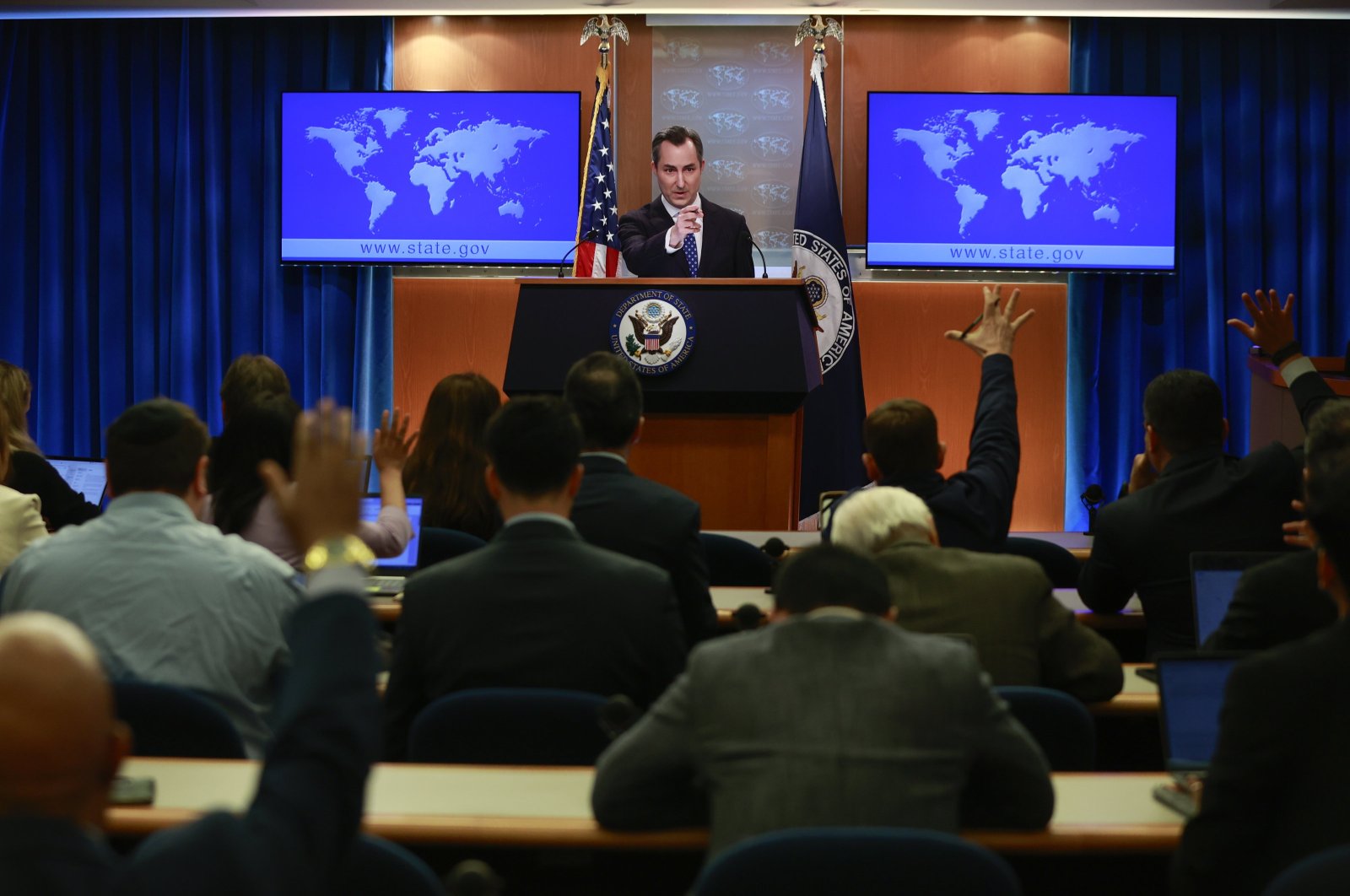 State Department Spokesman Matthew Miller speaks to reporters at a news conference in Washington, D.C., April 1, 2024. (AA File Photo)