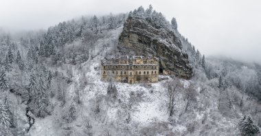 Dating back to between A.D. 270 and 317 and abandoned for centuries, Vazelon Monastery attracts visitors eager to explore its history, Trabzon, Türkiye, March 11, 2024. (AA Photo)