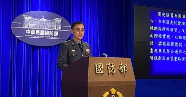 Tung Chih-hsing, joint combat planning department chief of Taiwan's Defense Ministry, attends a press briefing on the annual Han Kuang military drills, Taipei, Taiwan, April 9, 2024. (Reuters Photo)