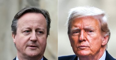 This combination of pictures created on April 8, 2024, shows Britain's Foreign Secretary David Cameron (L) and Donald Trump on March 25, 2024. (AFP Photo)