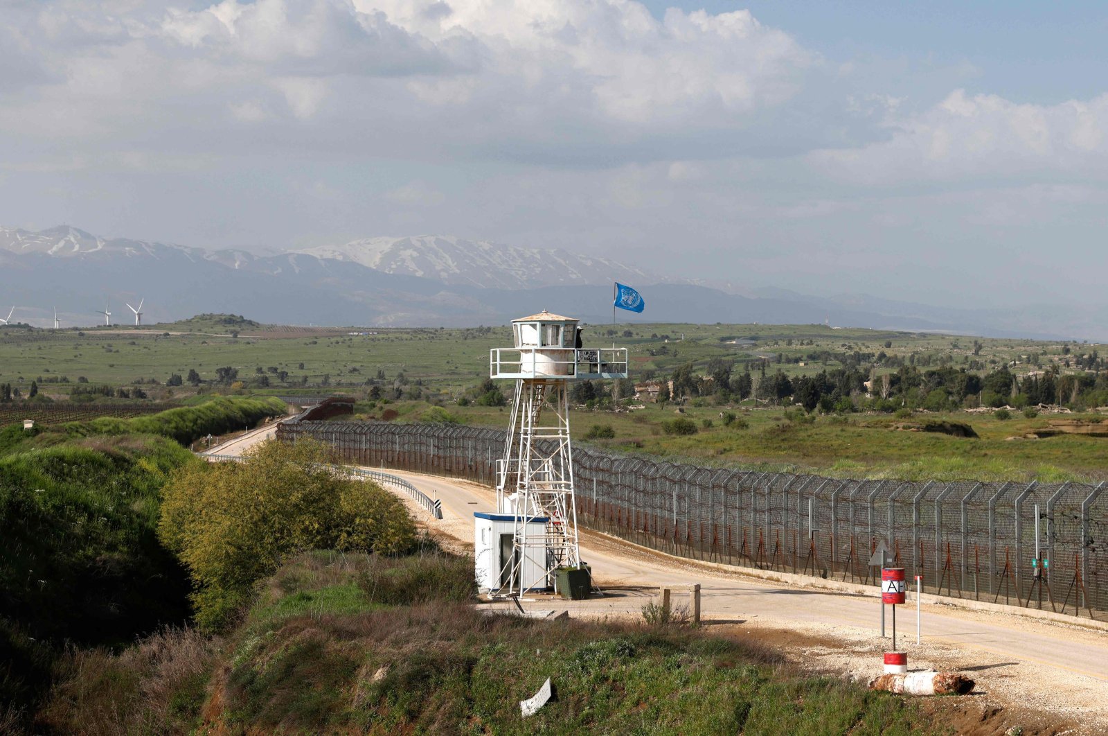 A picture taken shows a U.N. peacekeepers observation point near the Quneitra border crossing with Syria in the Israeli-annexed Golan Heights, April 2, 2024. (AFP Photo)