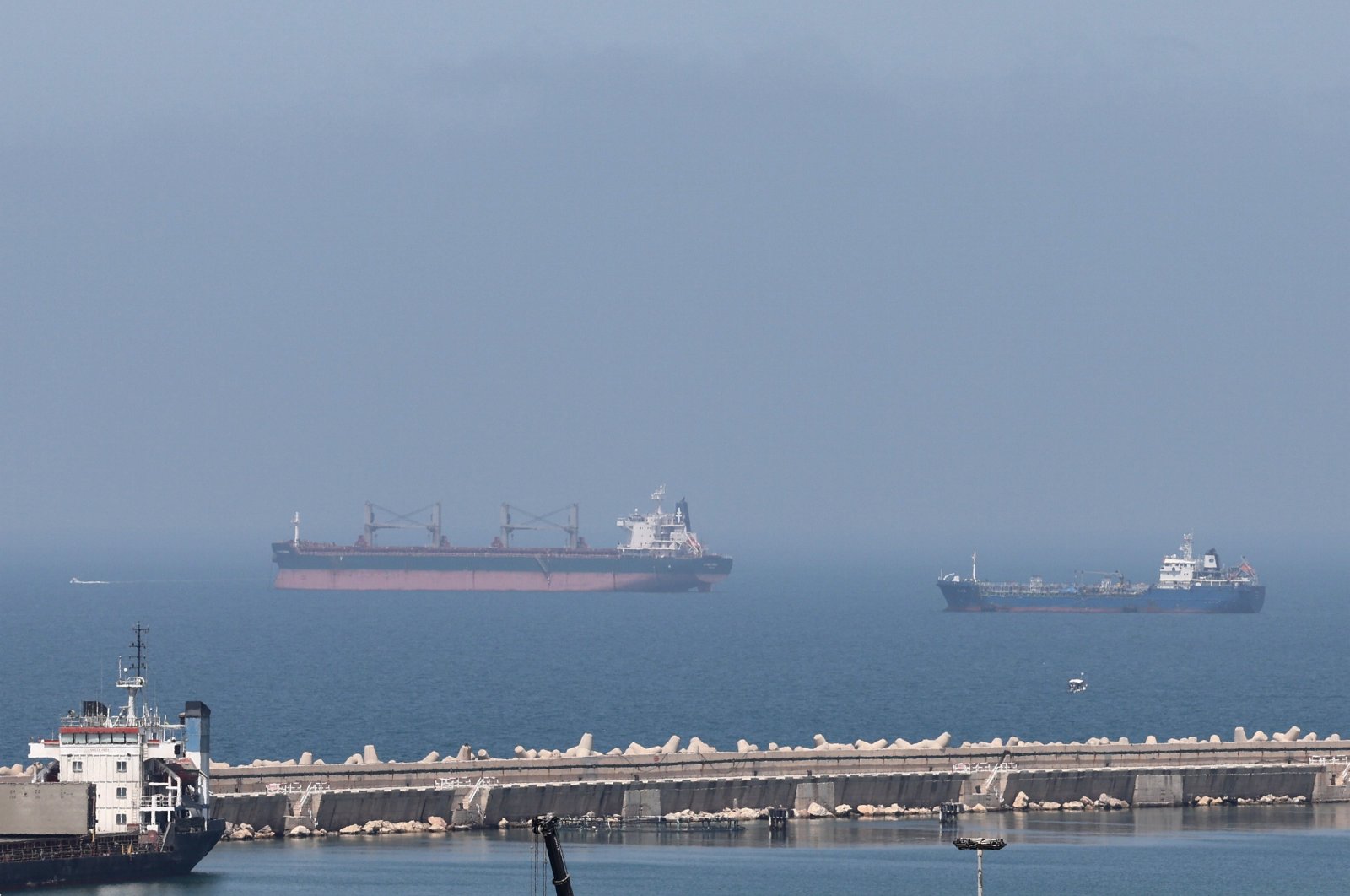 Cargo ships near the port of Ashdod in southern Israel, April 5, 2024. (EPA Photo)